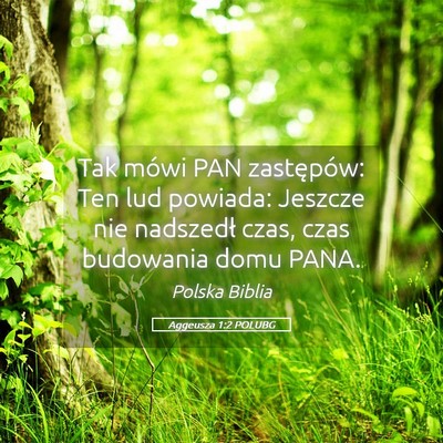 Picture 05 - Aggeusza 1:2 POLUBG - Tak mówi PAN zastępów: Ten lud powiada: - Bible Verse Picture