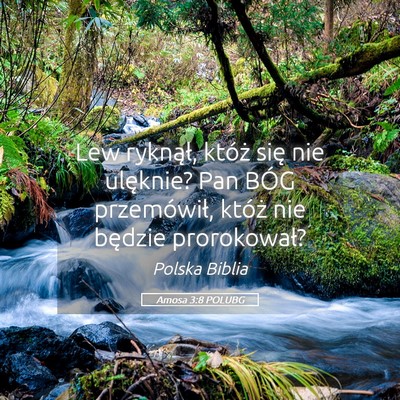 Picture 05 - Amosa 3:8 POLUBG - Lew ryknął, któż się nie ulęknie? Pan BÓG - Bible Verse Picture