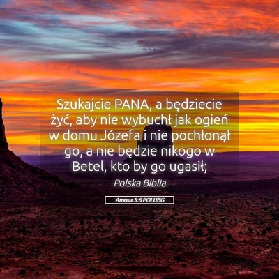 Picture 05 - Amosa 5:6 POLUBG - Szukajcie PANA, a będziecie żyć, aby nie - Bible Verse Picture