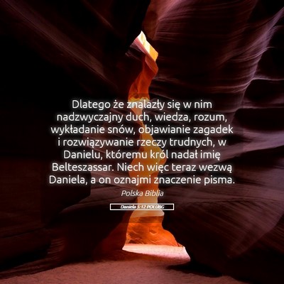 Picture 05 - Daniela 5:12 POLUBG - Dlatego że znalazły się w nim nadzwyczajny - Bible Verse Picture