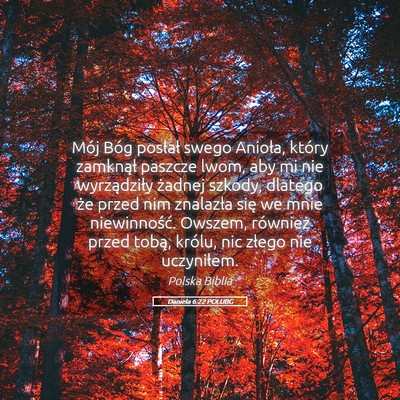 Picture 05 - Daniela 6:22 POLUBG - Mój Bóg posłał swego Anioła, który - Bible Verse Picture