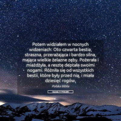 Picture 05 - Daniela 7:7 POLUBG - Potem widziałem w nocnych widzeniach: Oto - Bible Verse Picture