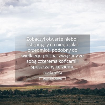 Picture 05 - Dzieje 10:11 POLUBG - Zobaczył otwarte niebo i zstępujący na niego - Bible Verse Picture
