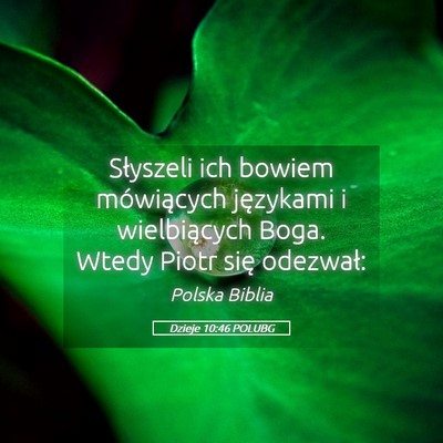 Picture 05 - Dzieje 10:46 POLUBG - Słyszeli ich bowiem mówiących językami i - Bible Verse Picture