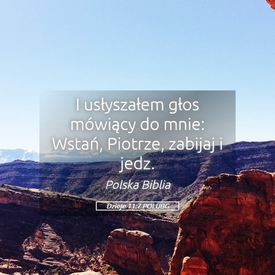 Picture 05 - Dzieje 11:7 POLUBG - I usłyszałem głos mówiący do mnie: Wstań, - Bible Verse Picture