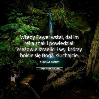 Picture 05 - Dzieje 13:16 POLUBG - Wtedy Paweł wstał, dał im ręką znak i - Bible Verse Picture