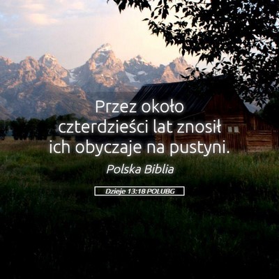 Picture 05 - Dzieje 13:18 POLUBG - Przez około czterdzieści lat znosił ich - Bible Verse Picture