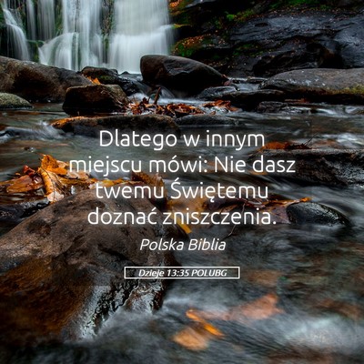 Picture 05 - Dzieje 13:35 POLUBG - Dlatego w innym miejscu mówi: Nie dasz twemu - Bible Verse Picture