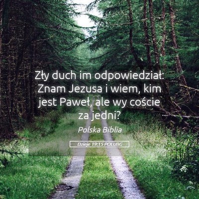 Picture 05 - Dzieje 19:15 POLUBG - Zły duch im odpowiedział: Znam Jezusa i wiem, - Bible Verse Picture
