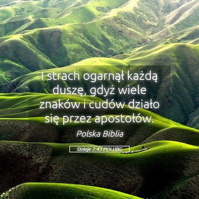 Picture 05 - Dzieje 2:43 POLUBG - I strach ogarnął każdą duszę, gdyż wiele - Bible Verse Picture