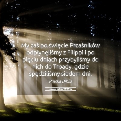Picture 05 - Dzieje 20:6 POLUBG - My zaś po święcie Przaśników odpłynęliśmy - Bible Verse Picture
