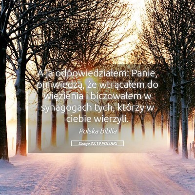 Picture 05 - Dzieje 22:19 POLUBG - A ja odpowiedziałem: Panie, oni wiedzą, że - Bible Verse Picture