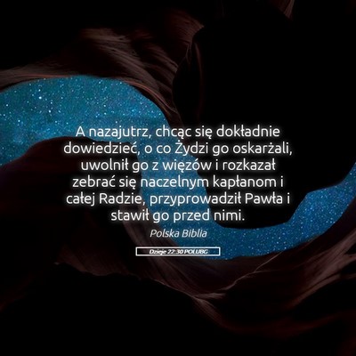 Picture 05 - Dzieje 22:30 POLUBG - A nazajutrz, chcąc się dokładnie dowiedzieć, - Bible Verse Picture