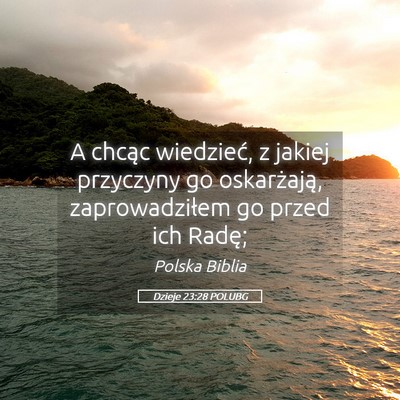 Picture 05 - Dzieje 23:28 POLUBG - A chcąc wiedzieć, z jakiej przyczyny go - Bible Verse Picture
