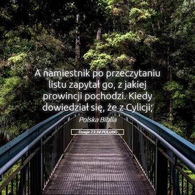 Picture 05 - Dzieje 23:34 POLUBG - A namiestnik po przeczytaniu listu zapytał go, z - Bible Verse Picture
