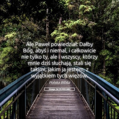 Picture 05 - Dzieje 26:29 POLUBG - Ale Paweł powiedział: Dałby Bóg, abyś i - Bible Verse Picture