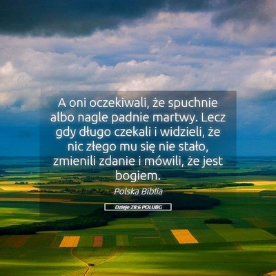Picture 05 - Dzieje 28:6 POLUBG - A oni oczekiwali, że spuchnie albo nagle padnie - Bible Verse Picture