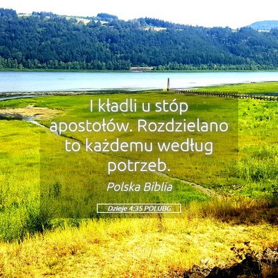 Picture 05 - Dzieje 4:35 POLUBG - I kładli u stóp apostołów. Rozdzielano to - Bible Verse Picture