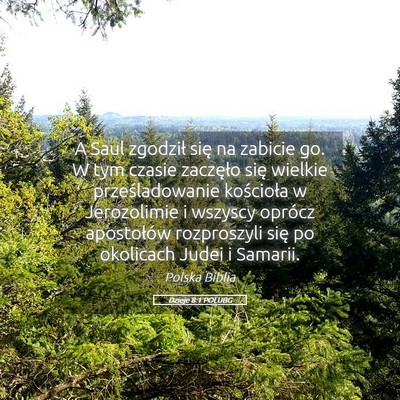 Picture 05 - Dzieje 8:1 POLUBG - A Saul zgodził się na zabicie go. W tym czasie - Bible Verse Picture