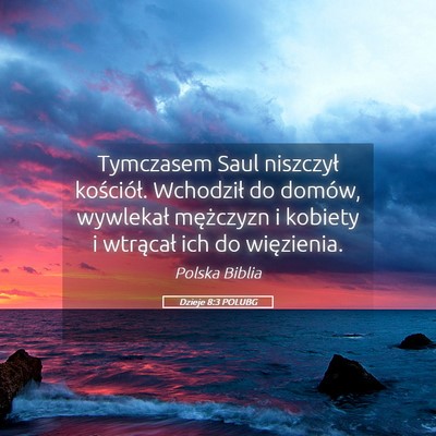Picture 05 - Dzieje 8:3 POLUBG - Tymczasem Saul niszczył kościół. Wchodził do - Bible Verse Picture
