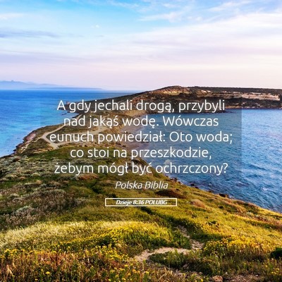 Picture 05 - Dzieje 8:36 POLUBG - A gdy jechali drogą, przybyli nad jakąś wodę. - Bible Verse Picture