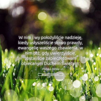 Picture 05 - Efezjan 1:13 POLUBG - W nim i wy położyliście nadzieję, kiedy - Bible Verse Picture