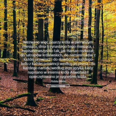 Picture 05 - Estery 3:12 POLUBG - Wezwano więc pisarzy króla w pierwszym - Bible Verse Picture