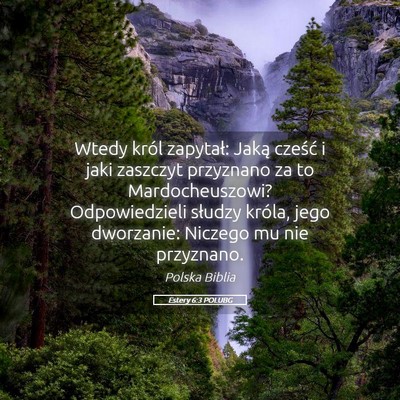 Picture 05 - Estery 6:3 POLUBG - Wtedy król zapytał: Jaką cześć i jaki - Bible Verse Picture