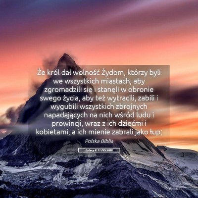 Picture 05 - Estery 8:11 POLUBG - Że król dał wolność Żydom, którzy byli we - Bible Verse Picture