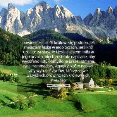Picture 05 - Estery 8:5 POLUBG - I powiedziała: Jeśli królowi się podoba, - Bible Verse Picture