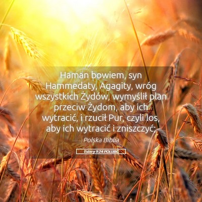 Picture 05 - Estery 9:24 POLUBG - Haman bowiem, syn Hammedaty, Agagity, wróg - Bible Verse Picture