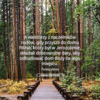 Picture 05 - Ezdrasza 2:68 POLUBG - A niektórzy z naczelników rodów, gdy przyszli - Bible Verse Picture