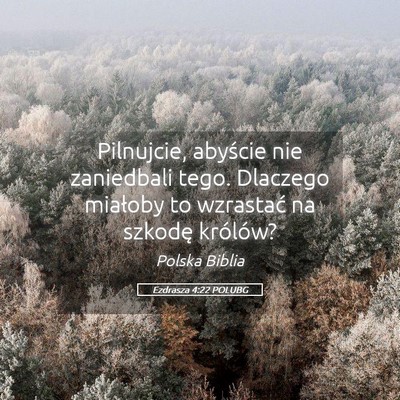 Picture 05 - Ezdrasza 4:22 POLUBG - Pilnujcie, abyście nie zaniedbali tego. Dlaczego - Bible Verse Picture