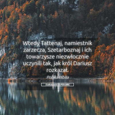 Picture 05 - Ezdrasza 6:13 POLUBG - Wtedy Tattenaj, namiestnik zarzecza, Szetarboznaj - Bible Verse Picture