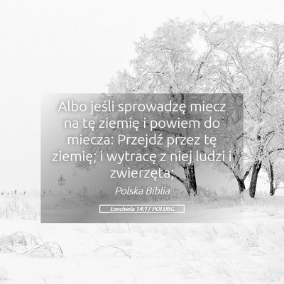 Picture 05 - Ezechiela 14:17 POLUBG - Albo jeśli sprowadzę miecz na tę ziemię i - Bible Verse Picture