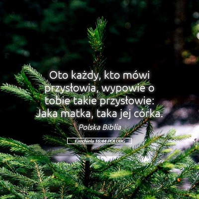 Picture 05 - Ezechiela 16:44 POLUBG - Oto każdy, kto mówi przysłowia, wypowie o - Bible Verse Picture