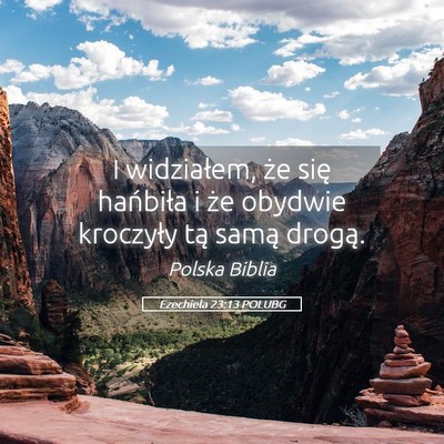 Picture 05 - Ezechiela 23:13 POLUBG - I widziałem, że się hańbiła i że obydwie - Bible Verse Picture
