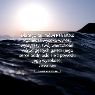 Picture 05 - Ezechiela 31:10 POLUBG - Dlatego tak mówi Pan BÓG: Ponieważ wysoko - Bible Verse Picture