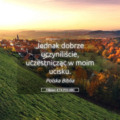 Picture 05 - Filipian 4:14 POLUBG - Jednak dobrze uczyniliście, uczestnicząc w moim - Bible Verse Picture