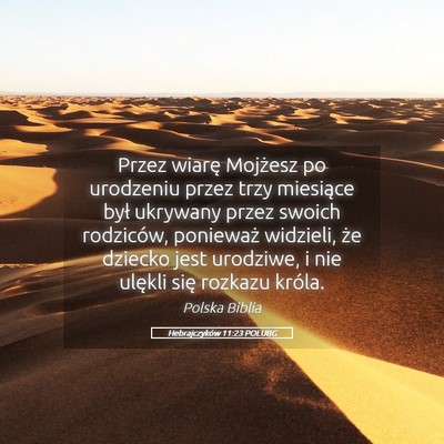 Picture 05 - Hebrajczyków 11:23 POLUBG - Przez wiarę Mojżesz po urodzeniu przez trzy - Bible Verse Picture