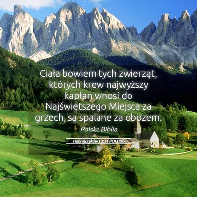 Picture 05 - Hebrajczyków 13:11 POLUBG - Ciała bowiem tych zwierząt, których krew - Bible Verse Picture