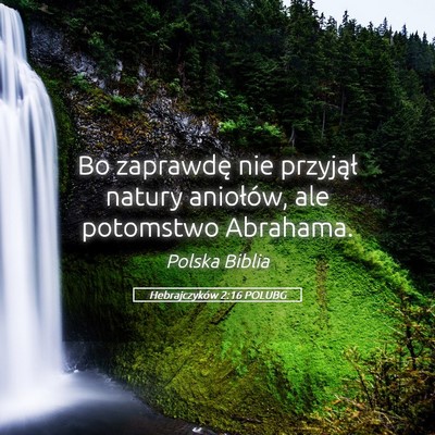 Picture 05 - Hebrajczyków 2:16 POLUBG - Bo zaprawdę nie przyjął natury aniołów, ale - Bible Verse Picture