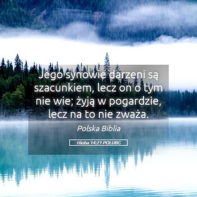 Picture 05 - Hioba 14:21 POLUBG - Jego synowie darzeni są szacunkiem, lecz on o - Bible Verse Picture