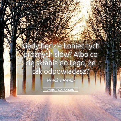 Picture 05 - Hioba 16:3 POLUBG - Kiedy będzie koniec tych próżnych słów? Albo - Bible Verse Picture