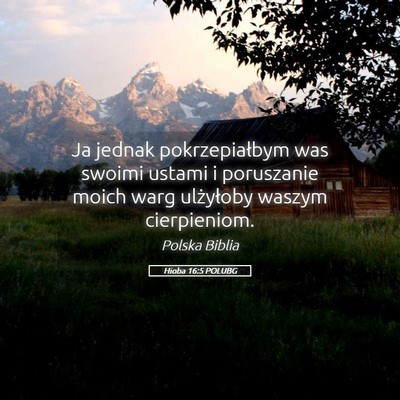 Picture 05 - Hioba 16:5 POLUBG - Ja jednak pokrzepiałbym was swoimi ustami i - Bible Verse Picture