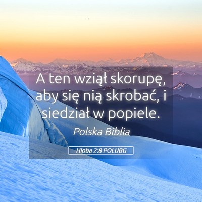 Picture 05 - Hioba 2:8 POLUBG - A ten wziął skorupę, aby się nią skrobać, i - Bible Verse Picture