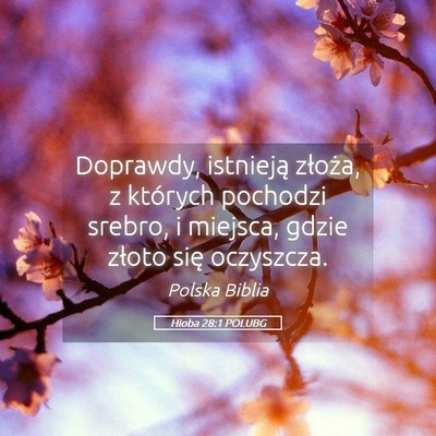 Picture 05 - Hioba 28:1 POLUBG - Doprawdy, istnieją złoża, z których pochodzi - Bible Verse Picture