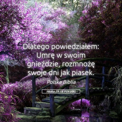 Picture 05 - Hioba 29:18 POLUBG - Dlatego powiedziałem: Umrę w swoim gnieździe, - Bible Verse Picture
