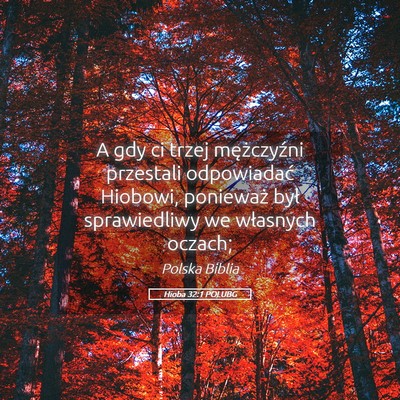 Picture 05 - Hioba 32:1 POLUBG - A gdy ci trzej mężczyźni przestali odpowiadać - Bible Verse Picture