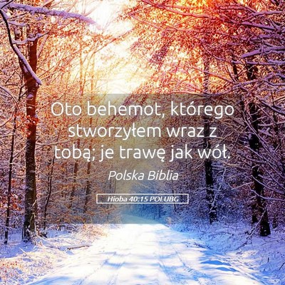 Picture 05 - Hioba 40:15 POLUBG - Oto behemot, którego stworzyłem wraz z tobą; - Bible Verse Picture